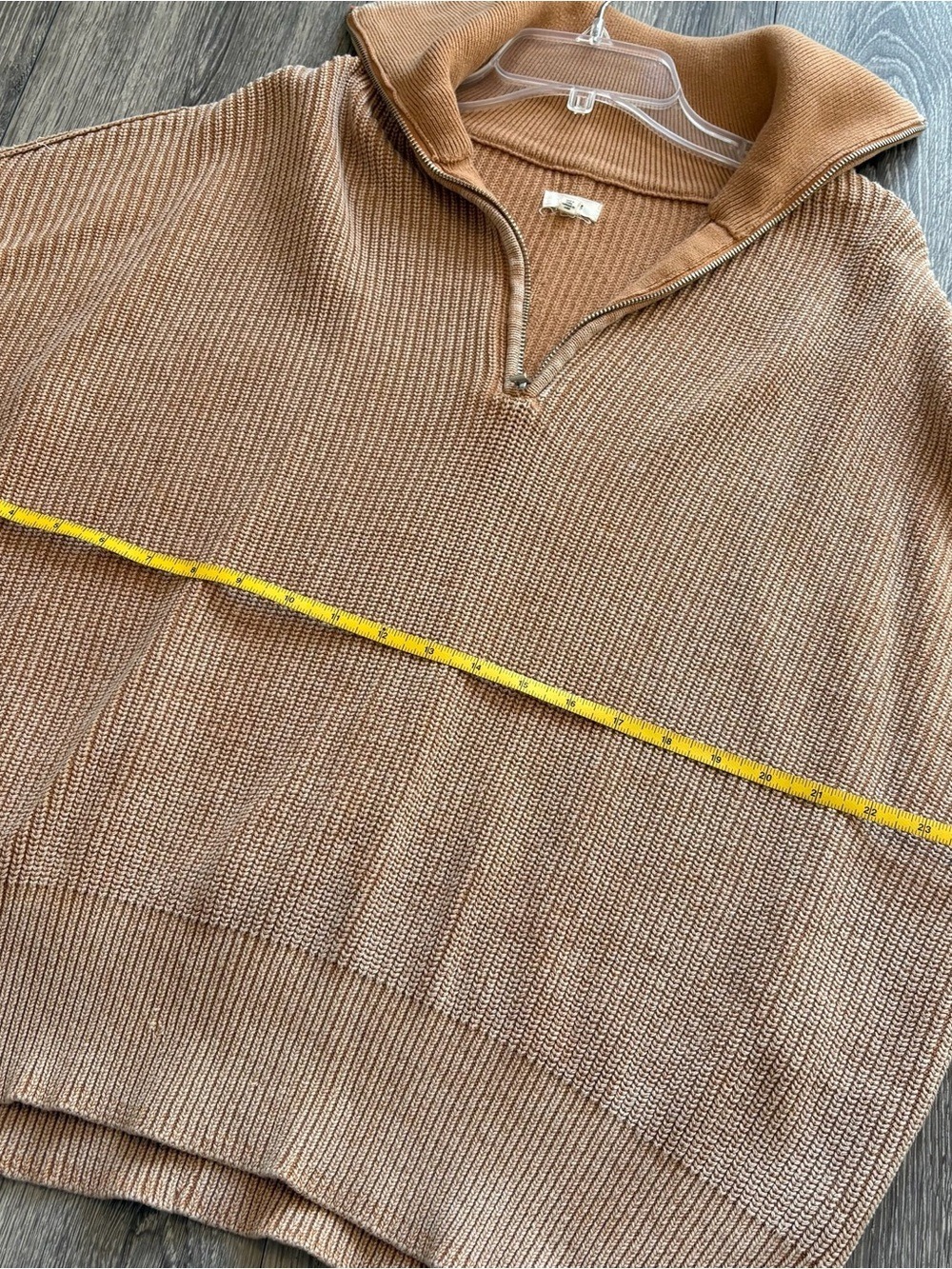 aerie Ribbed Half-Zip Tan Knit Sweater Size M - Picture 4 of 5
